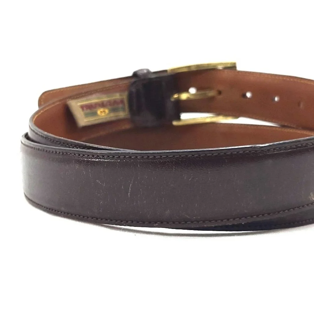Trafalgar Mens Belt Brown Cortina 38/95 Handmade in USA Goldtone Buckle - Picture 4 of 13